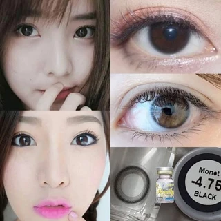 คอนแทคเลนส์ Monet Black & Gray โมเนท ดำ & เทา (Beautylens)เลนส์อั้มค่าอมน้ำ55% สายตา 50-1000