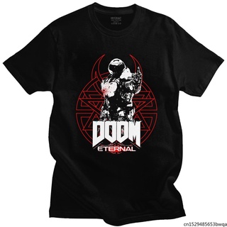 เสื้อยืดแขนสั้น คอกลม พิมพ์ลาย Doom Eternal Game Shooter Slayer Skull สําหรับผู้ชาย 501912Size S-5XL