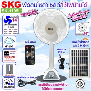 SKG พัดลมโซล่าเซลล์ รุ่น SK-1105L/AV-2000 สีขาว