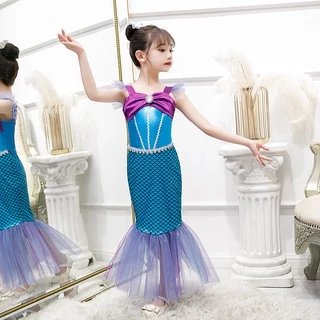 KIDSZONE ชุดเจ้าหญิงAriel ชุดราตรีเด็ก ชุดเด็กผู้หญิง ชุดกระโปรงเงือกน้อยแสนสวย แฟชั่น รุ่น D75
