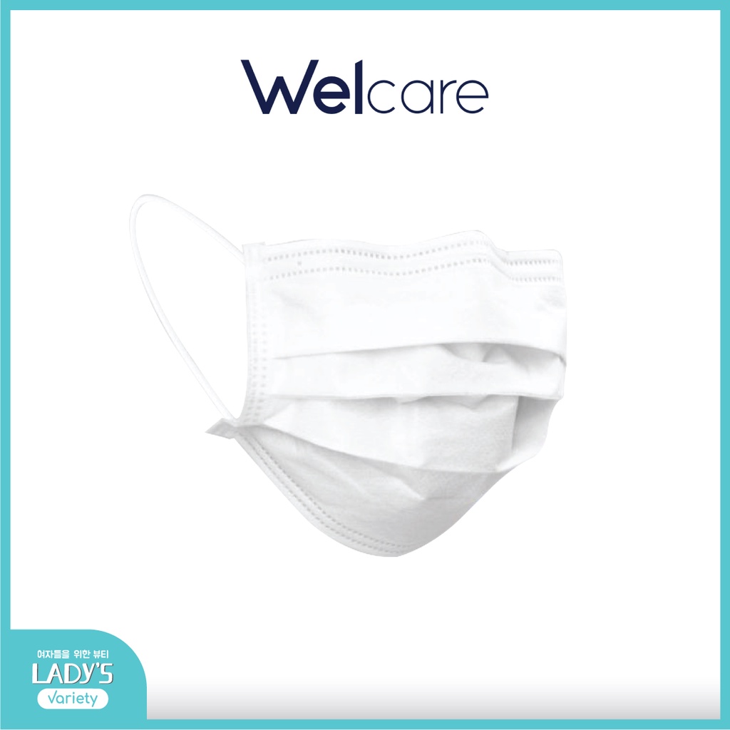 เวลแคร์ หน้ากากอนามัยทางการแพทย์ชนิด3ชั้น ที่โรงพยาบาลชั้นนำเลือกใช้ สีขาว จำนวน50ชิ้น WelCare 3-ply medical mask White