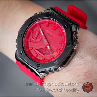 G-Shock GA-2100-4A Custom กรอบสแตนเลสดำ