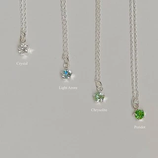 SissyJewelry // สร้อยคอเงินแท้ รุ่น single gem mini chain necklace (พลอยกลม4mm) 🎁Free gift box🎁