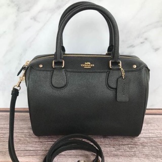 COACH  MINI BENNETT SATCHEL IN CROSSGRAIN LEATHER COLOR : IMITATION GOLD/BLACK