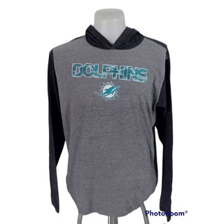 เสื้อยืดกีฬาแจนยาวมีฮู้ด MIAMI DOLPHINS Size XL มือ2