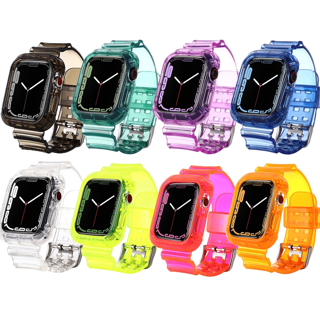 พร้อมส่ง!สายนาฬิกาข้อมือ TPU แบบใส กันกระแทก สําหรับ Apple watch iwatch series 8 7 6 5 4 3 2 1 38 มม. 40 มม. 41 มม. 42 มม. 45mm 49mm