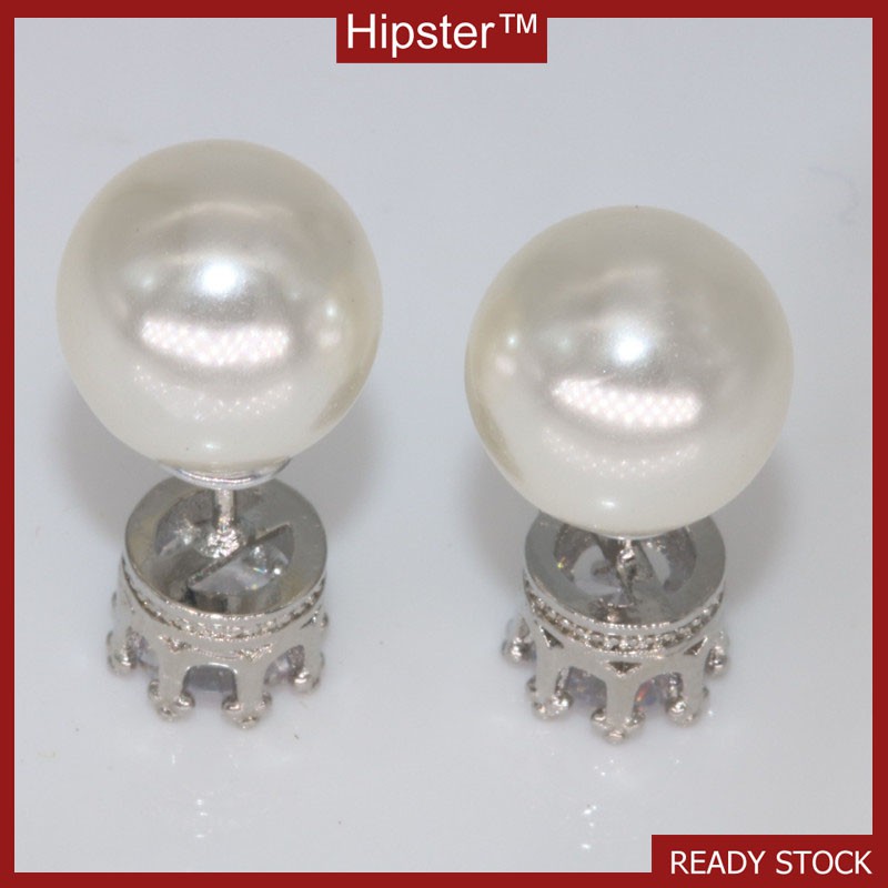 Silver Earing Womens Pearl Diamond-Set เครื่องประดับหรูหรา