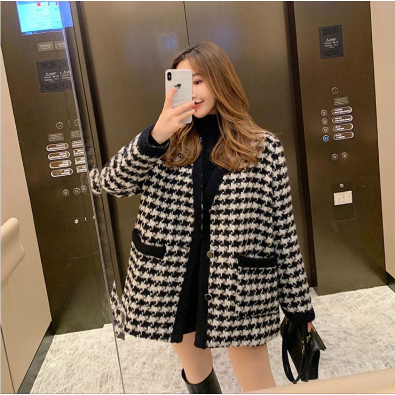 พร้อมส่ง เสื้อโค้ท ลายชิโนริสีขาวดำ T040