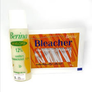 Berina hair bleaching powder ผงฟอก สีผม เบอริน่า บลีชเชอร์ 1 ชุด : ขนาด15กรัม + deverloper 12%