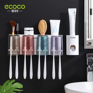 ECOCO ที่วางแปรงสีฟัน ที่แขวนแปรงสีฟัน ชั้นวางของ พร้อมแก้ว