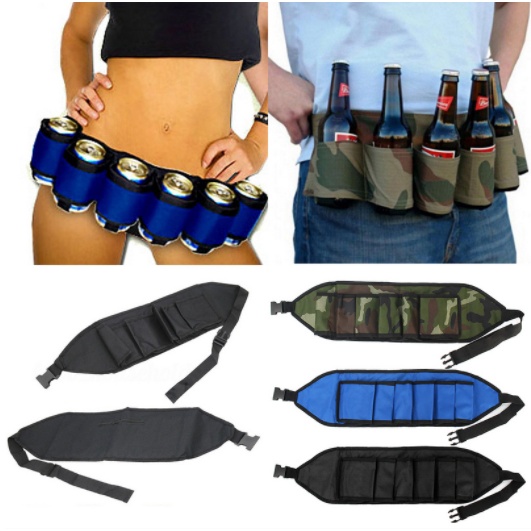 เข็มขัดใส่เบียร์ ใส่กระป๋องเบียร์ ขวดเบียร์ เข็มขัดแฟนซี Beer Holder Belt เข็มขัดปาร์ตี้ สายปาร์ตี้ แบบคาดเอว 6 ช่อง