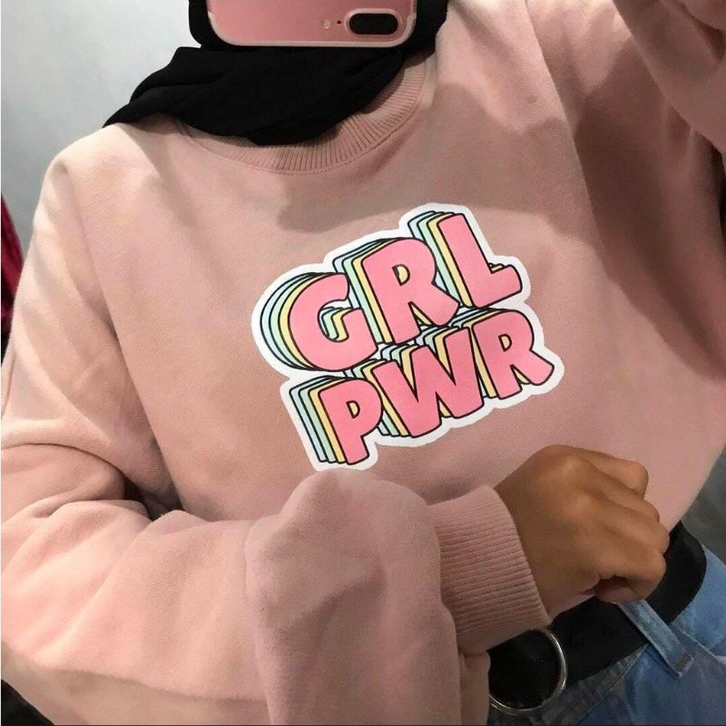 Girl POWER SWETER CREWNECK ผู้หญิง FLEECE MATERIAL