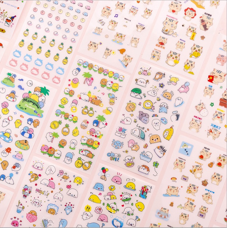 แพ็ค 6 แผ่น สติกเกอร์ตกแต่งแมวและสัตว์เล็ก การ์ตูนเกาหลีสัตว์ขนาดเล็กสติกเกอร์ขนาดเล็ก นักเรียน DIY สติกเกอร์ตกแต่งไดอารี่โทรศัพท์มือถือสร้างสรรค์