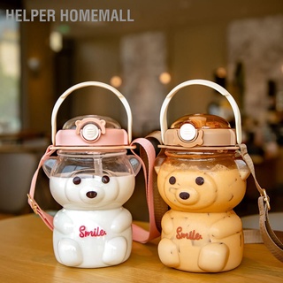 Helper HomeMall Bear Straw Bottle Cute Large Capacity Water with Straight Drinking Adjustable Straps