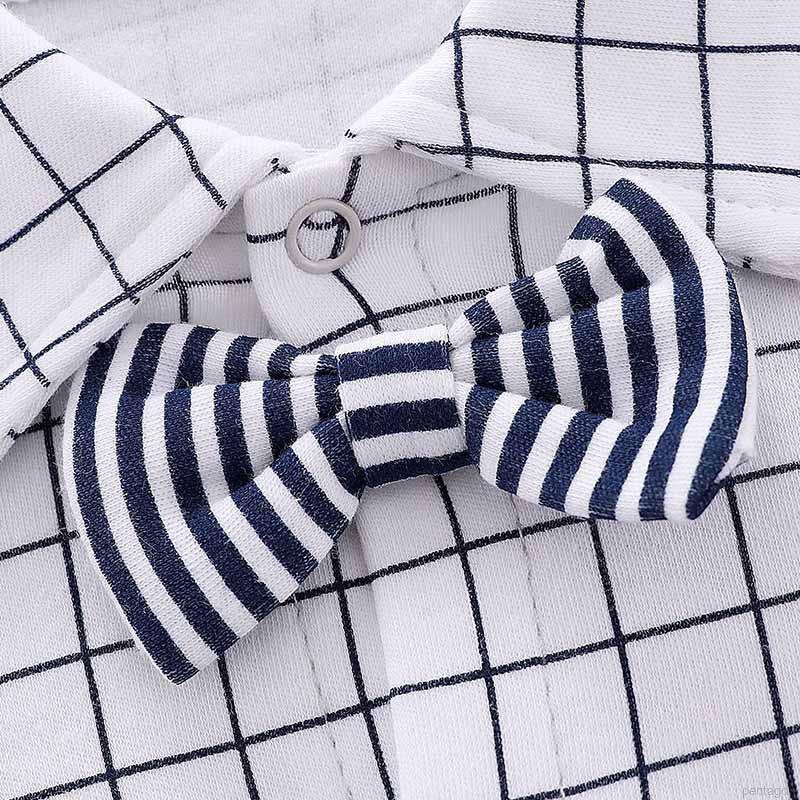 Fashion Baby Boy Gentleman Clothes Long Sleeve Plaid Printing Fake