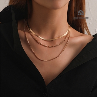 Flat Blade Snake Link Chain Choker Necklace Women Vintage Jewelry Metal Simple Collar Necklace