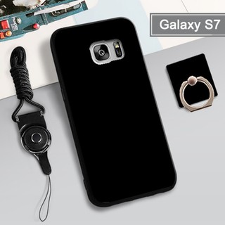 เคสโทรศัพท์มือถือ ซิลิโคนนิ่ม สีดํา สําหรับ Samsung Galaxy S7