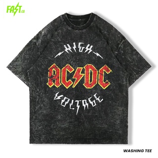 เสื้อยืดพิมพ์ลายแฟชั่น Acdc เสื้อยืด ขนาดใหญ่ ล้างทําความสะอาดได้ - AC / DC Sandwash Tee