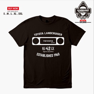 เสื้อยืดผ้าฝ้ายพิมพ์ลายแฟชั่น เสื้อยืด พิมพ์ลายรถยนต์ Toyota Land Cruiser Est 1960