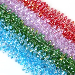 6x12 มม.50 ชิ้นยุโรป Charms คริสตัลลูกปัด,หลายสี Tear Drop ลูกปัด Cross Hole คริสตัลประดับด้วยลูกปัดสําหรับเครื่องประดับทํา