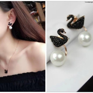 แฟชั่นเกาหลีต่างหูมุกหงส์สำหรับผู้หญิงต่างหูเพชรKorean Fashion Swan Pearl Earrings for Women Diamond Earrings