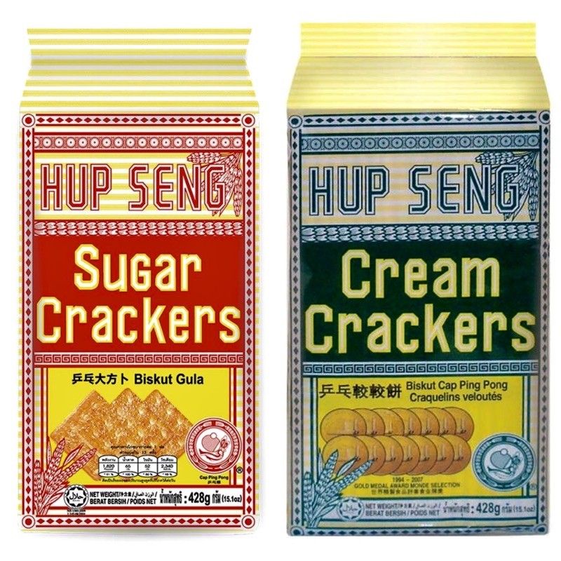 HUP SENG Cream/Sugar Cracker แครกเกอร์รสครีม/เคลือบน้ำตาล น้ำหนัก 428 กรัม