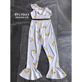 ชุดเสื้อกางเกงขายาวลายกล้วย พร้อมส่ง sizeS งานน่ารัก ราคาน่ารัก