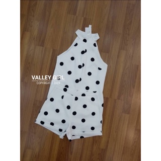 ✨ พร้อมส่ง ⚫️ Set เสื้อเว้าไหล่ งานป้าย Valley Girl ลาย Polka Dot (Size M)