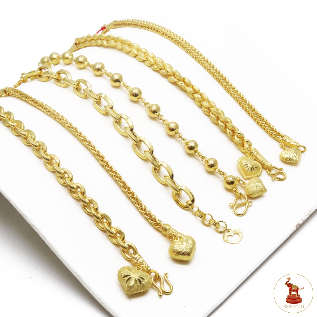 ข้อมือ 1 บาท รวมลายคลาสสิค ทองคำแท้ 96.5% ขายและจำนำได้ มีใบรับประกันทอง เลือกลายและความยาวได้ [ผ่อน0%ผ่านบัตรเครดิต]