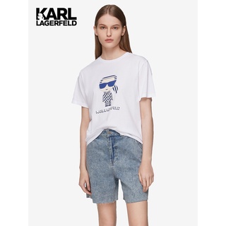 เสื้อยืดแขนสั้นลําลอง คอกลม พิมพ์ลายการ์ตูน Karl Lagerfeld ขนาดใหญ่ แฟชั่นสําหรับผู้ชาย และผู้หญิง ไซซ์ S - 5XL