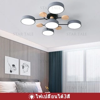 โคมไฟ โคมระย้าเพชร โคมไฟเพดาน led 3 สีห้องนั่งเล่นโคมระย้า ห้องนอนโมเดิร์นโคมไฟเพดาน โคมไฟระย้า ไฟเพดาน