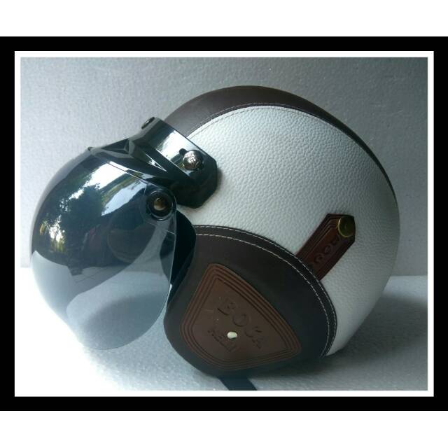 หมวกกันน็อค BOGO ครึ่งคอ สีขาว สีน้ําตาล สําหรับผู้ใหญ่