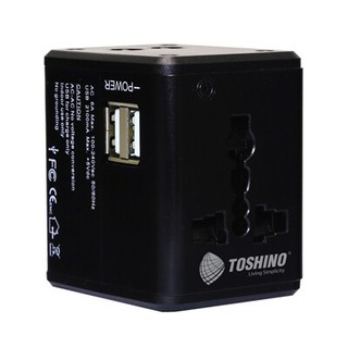 ปลั๊กแปลง 4 In 1 สีดำ โตชิโน DE-206  Adapter Plug 4 In 1 Black ToshiNo DE-206