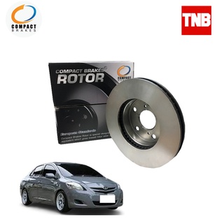 Compact Brakes จานเบรค จานดิสเบรคหน้า สำหรับ Toyota Vios Gen 2 ปี 2007-2012 โตโยต้า วีออส จานหน้าขนาด 255 เฉพาะรุ่นหลังดรัม