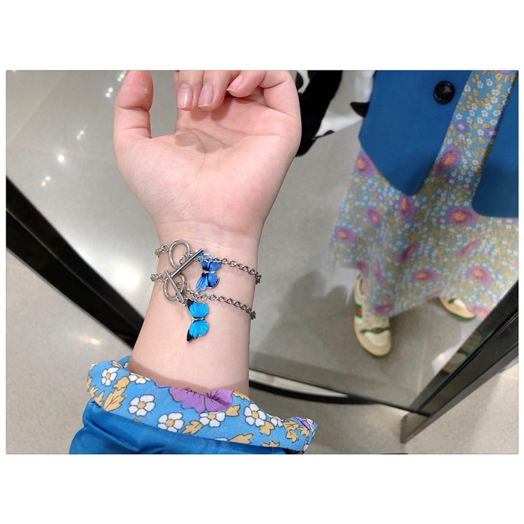 (C-001) กำไลข้อมือรูปผีเสื้อ เครื่องประดับสร้อยข้อมือโซ่จี้ผีเสื้อคลาสสิก สไตล์เกาหลี