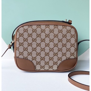 Gucci Bree Canvas leather trim crossbody bag ของแท้ 100% [ส่งฟรี]