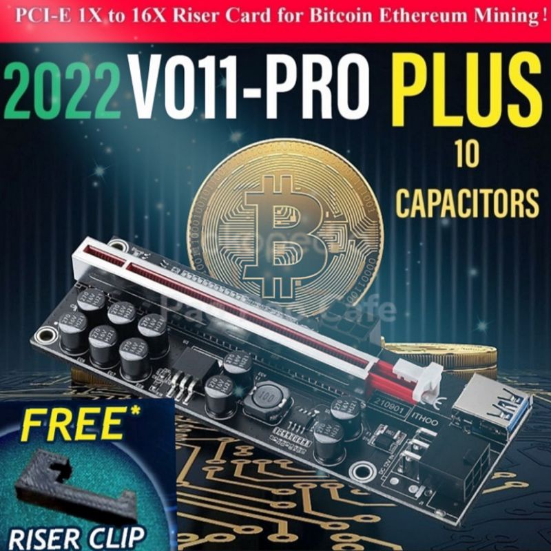 PciE Riser ver 011 PRO PLUS ver011PRO 014 PRO 010S plus GPU USB VGA MINING BITCOIN 1X ถึง 16X 6 พิน