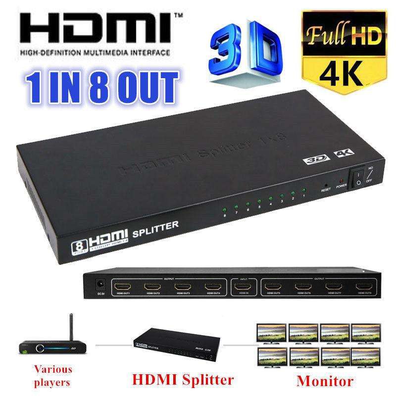 ลดราคา 3D 4K * 2K HDMI SPlitter 1X8 HDMI 1 In 8 Out switch splitter #สินค้าเพิ่มเติม สายต่อจอ Monitor แปรงไฟฟ้า สายpower ac สาย HDMI