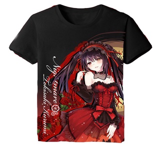 เสื้อยืดพิมพ์ลายการ์ตูน Tokisaki Kurumi 3 มิติ OTip