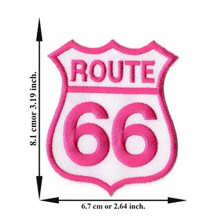 ตัดรีด ตัวรีดติดเสื้อ อาร์มปัก ติดเสื้อปัก ปักเสื้อ DIYลาย ROUTE 66 สี9