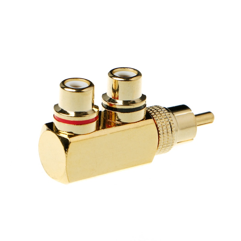 LA Copper o Splitter Plug RCA 1 Male to 2 Female AV Socket Connector Adapter