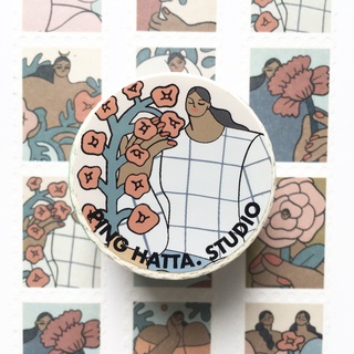 เทปกาว วาชิเทป มาสกิ้งเทปแสตมป์ ลายแฟชั่น ผู้หญิง Homebody Stamp Washi Tape แบรนด์ Ping Hatta. Studio