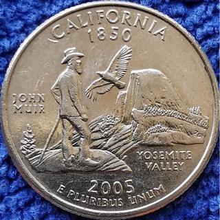 เหรียญ​ต่างประเทศ​ ส​ห​รัฐ​อเมริกา​ USA, 25 Cent, States Quarter, California, #​0684L, ใช้แล้ว