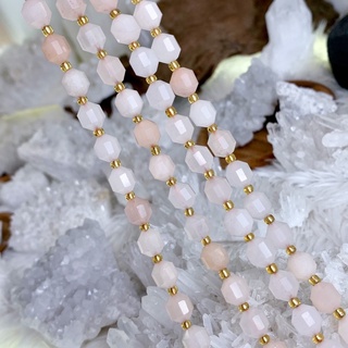 พิ้งค์ อเวจรีน Pink Aventurine ทรงโอลีฟ 8 มิล หินธรรมชาติ *เส้นยาว*