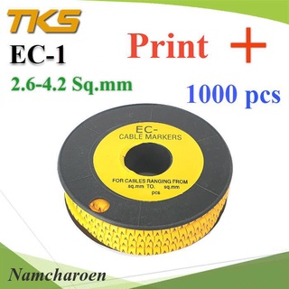 ..เคเบิ้ล มาร์คเกอร์ EC1 สีเหลือง สายไฟ 2.6-4.2 Sq.mm. 1000 ชิ้น (พิมพ์เครื่องหมาย บวก ) รุ่น EC1-9Plus NC