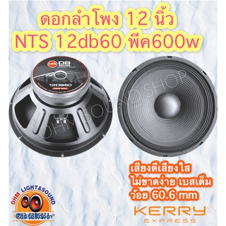 ดอกลำโพง 12 นิ้ว NTS รุ่น12db60 600w พีค เสียงดี เสียงชัด มิดโลมาเต็มๆ ความไวสูง แม่เหล็กใหญ่