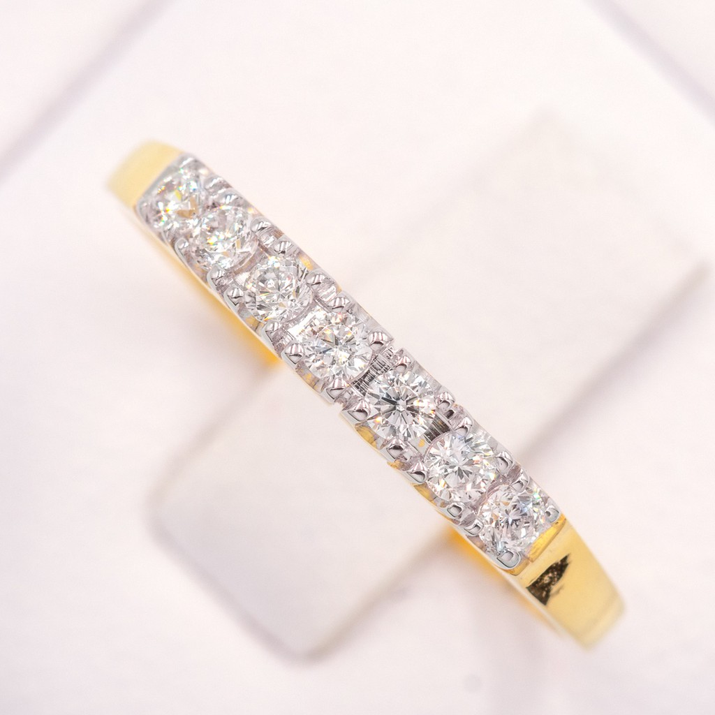 Lucky Gems แหวนทองแท้ 9k (37.5%) เพชร CZ แหวนแถวหนามเตย CZME633