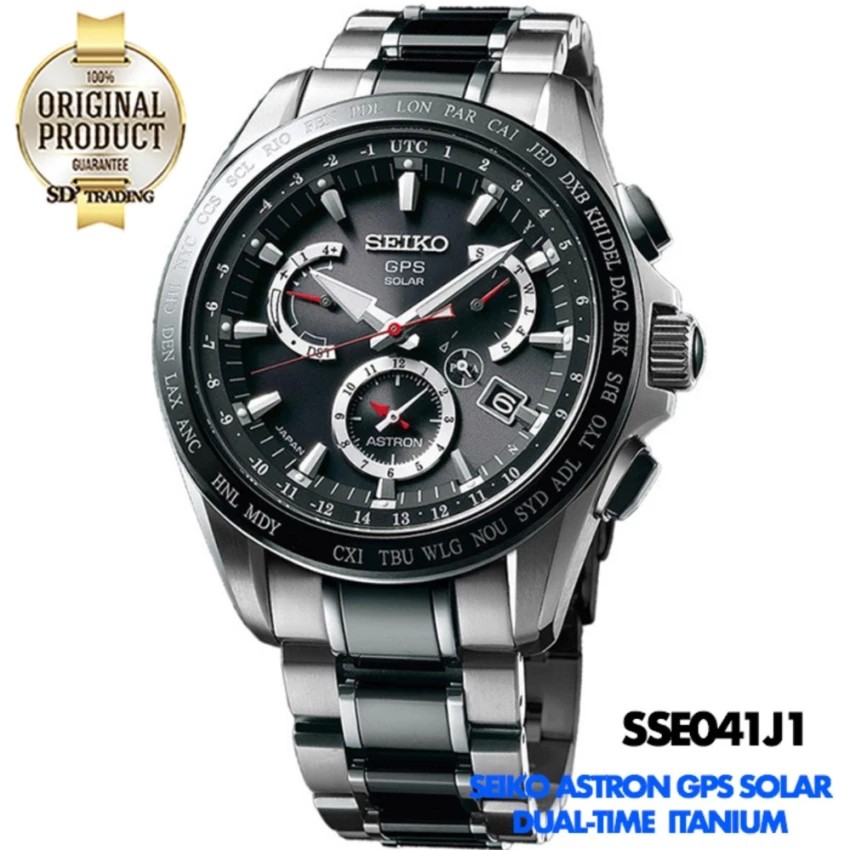 SEIKO ASTRON GPS Solar Dual-Time Titanium Men's watch รุ่น SSE041J1