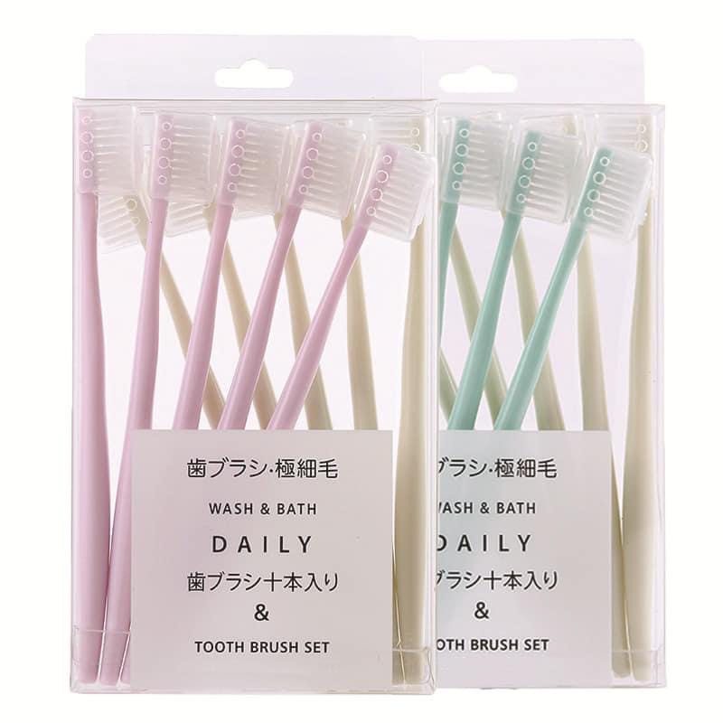 แปรงสีฟัน มูจิ MUJI แพ็ค 10 ด้ามใน 1 กล่อง ราคาประหยัดสุดคุ้ม
