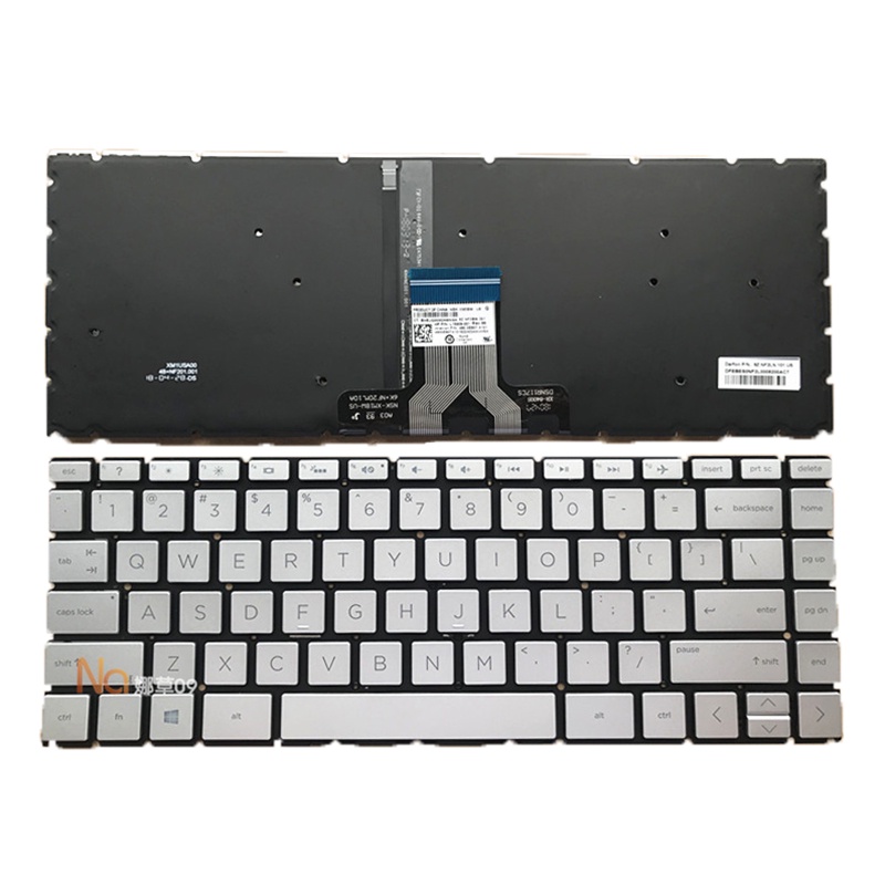สําหรับ HP 14Q-DH 14T-DH 14M-DH 14-DH1050TU 14-DH003TU TPN-W139 แป้นพิมพ์สีเงินพร้อมไฟพื้นหลัง